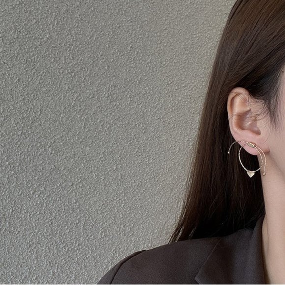 💙2 Ways Heart Threader Earrings - Picture 4 of 10